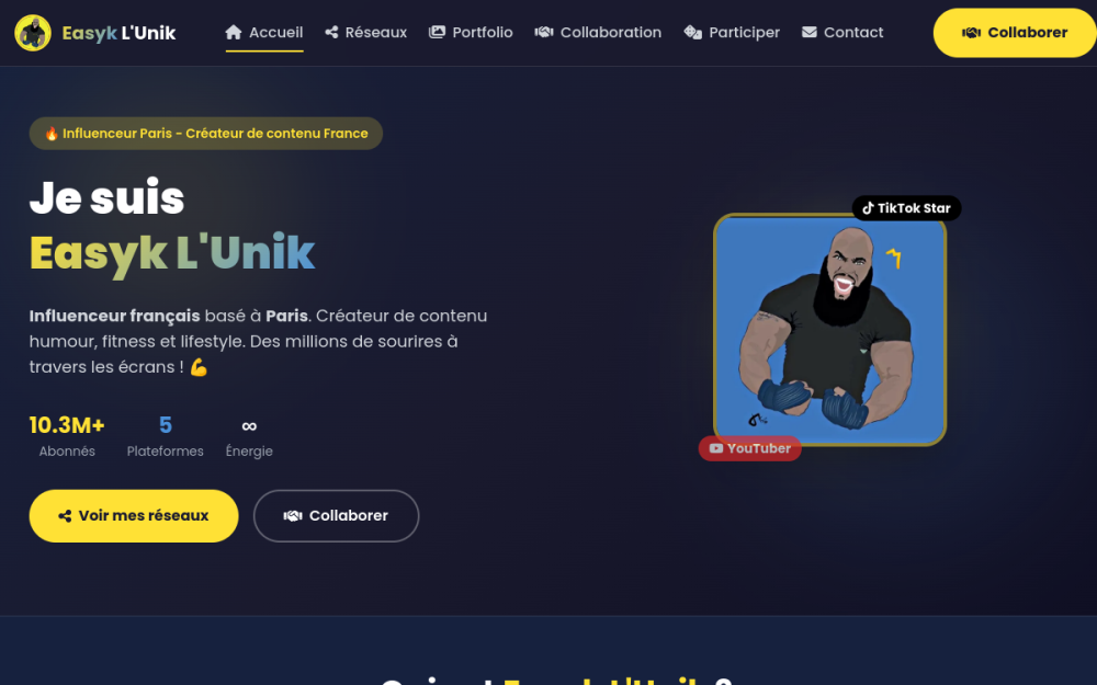 EasyKunik — Portfolio influenceur / createur de contenu