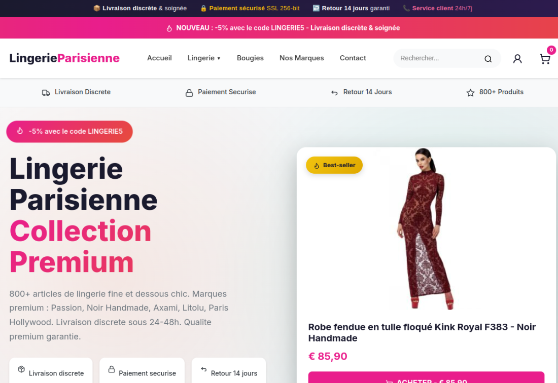 Lingerie Parisienne — E-commerce lingerie