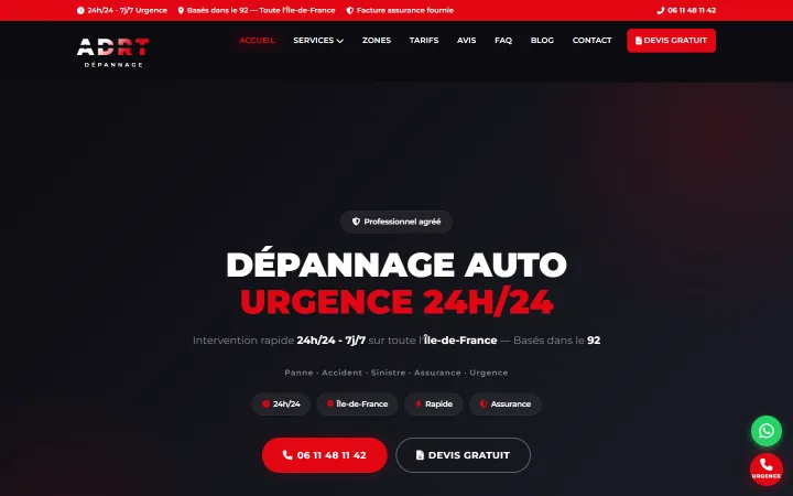 Creation de site depannage dans l Aube par Tourak Digital - ADRT Depannage