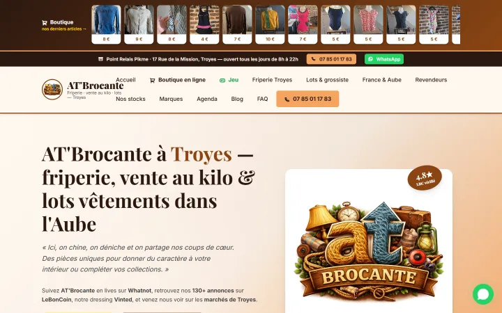 Site de AT'Brocante — E-commerce, réalisé par Tourak Digital