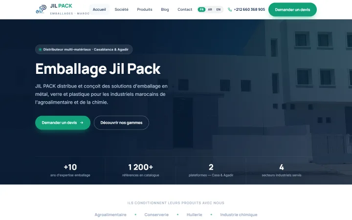 Creation de site industriel a Troyes par Tourak Digital - JIL PACK, emballage