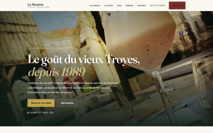 Creation de site vitrine a Troyes par Tourak Digital - Le Maxime, restaurant