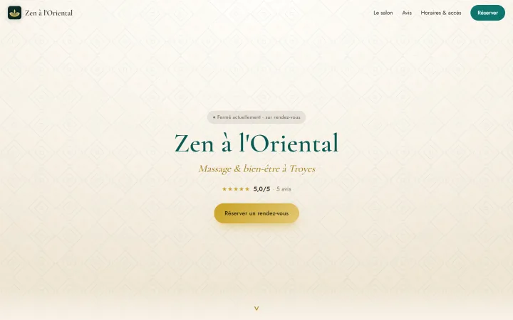 Site de Zen à l'Oriental — Bien-être, réalisé par Tourak Digital